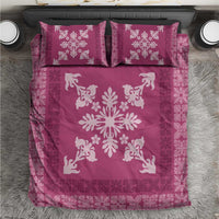 Hawaiian Quilt Block Design Bedding Set Pink Hawaii Culture Motifs - Polynesian Pride