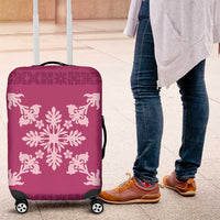 Hawaiian Quilt Block Design Luggage Cover Pink Hawaii Culture Motifs LT9 Pink - Polynesian Pride