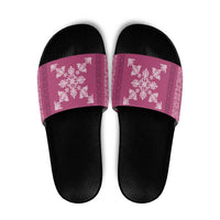 Hawaiian Quilt Block Design Slide Sandals Pink Hawaii Culture Motifs - Polynesian Pride