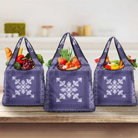 Hawaiian Quilt Block Design Grocery Bag Purple Hawaii Culture Motifs - Polynesian Pride
