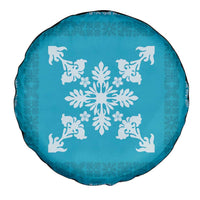 Hawaiian Quilt Block Design Spare Tire Cover Teal Hawaii Culture Motifs LT9 - Polynesian Pride