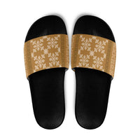 Hawaiian Quilt Pattern Slide Sandals Gold Hawaii Culture Tropical - Polynesian Pride