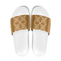 Hawaiian Quilt Pattern Slide Sandals Gold Hawaii Culture Tropical - Polynesian Pride
