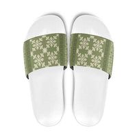 Hawaiian Quilt Pattern Slide Sandals Lime Hawaii Culture Tropical - Polynesian Pride
