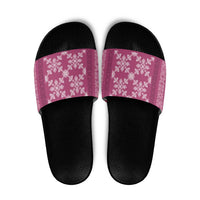 Hawaiian Quilt Pattern Slide Sandals Pink Hawaii Culture Tropical - Polynesian Pride