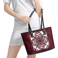 Palm Leaf Quilt Pattern Leather Tote Bag Hawaii Culture Floral - Polynesian Pride