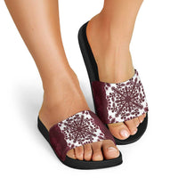 Palm Leaf Quilt Pattern Slide Sandals Hawaii Culture Floral - Polynesian Pride