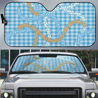 Blue Tropical Floral Palaka Auto Sun Shade Hawaiian Quilt Pattern - Polynesian Pride