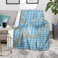 Blue Tropical Floral Palaka Blanket Hawaiian Quilt Pattern - Polynesian Pride