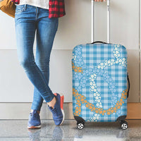 Blue Tropical Floral Palaka Luggage Cover Hawaiian Quilt Pattern - Polynesian Pride