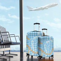Blue Tropical Floral Palaka Luggage Cover Hawaiian Quilt Pattern - Polynesian Pride