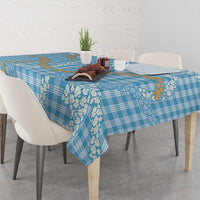 Blue Tropical Floral Palaka Tablecloth Hawaiian Quilt Pattern - Polynesian Pride