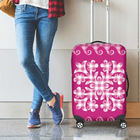 Pink Ulu Palaka Quilt Pattern Luggage Cover Hawaii Culture Breadfruit - Polynesian Pride
