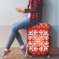 Red Ulu Palaka Quilt Pattern Luggage Cover Hawaii Culture Breadfruit - Polynesian Pride