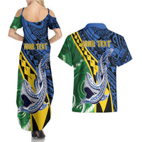 Personalised Crocodile and Shark Solomon Islands Couples Matching Summer Maxi Dress and Hawaiian Shirt Polynesian Tribal Tattoo LT9 - Polynesian Pride