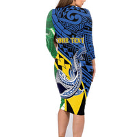 Personalised Crocodile and Shark Solomon Islands Family Matching Long Sleeve Bodycon Dress and Hawaiian Shirt Polynesian Tribal Tattoo LT9 - Polynesian Pride