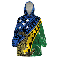 Personalised Crocodile and Shark Solomon Islands Wearable Blanket Hoodie Polynesian Tribal Tattoo LT9 One Size Green - Polynesian Pride