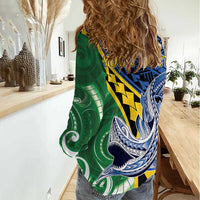 Personalised Crocodile and Shark Solomon Islands Women Casual Shirt Polynesian Tribal Tattoo LT9 - Polynesian Pride