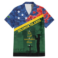 Personalised Solomon Islands Remembrance Day Family Matching Mermaid Dress and Hawaiian Shirt We Will Remember Them with Camouflage Style LT9 Dad's Shirt - Short Sleeve Green - Polynesian Pride