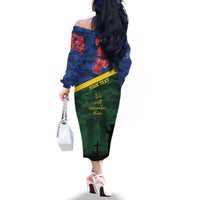Personalised Solomon Islands Remembrance Day Family Matching Off The Shoulder Long Sleeve Dress and Hawaiian Shirt We Will Remember Them with Camouflage Style LT9 - Polynesian Pride