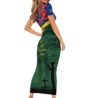 Personalised Solomon Islands Remembrance Day Family Matching Short Sleeve Bodycon Dress and Hawaiian Shirt We Will Remember Them with Camouflage Style LT9 - Polynesian Pride