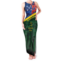 Personalised Solomon Islands Remembrance Day Family Matching Tank Maxi Dress and Hawaiian Shirt We Will Remember Them with Camouflage Style LT9 Mom's Dress Green - Polynesian Pride