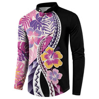 Aloha Vintage Hibiscus Lei Seamless Pattern Button Sweatshirt - Polynesian Pride