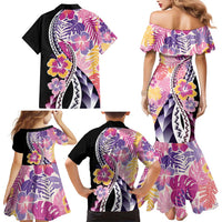 Aloha Vintage Hibiscus Lei Seamless Pattern Family Matching Mermaid Dress and Hawaiian Shirt LT9 - Polynesian Pride