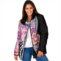 Aloha Vintage Hibiscus Lei Seamless Pattern Padded Jacket - Polynesian Pride