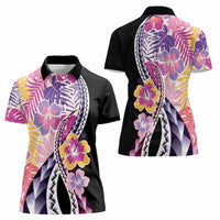 Aloha Vintage Hibiscus Lei Seamless Pattern Women Polo Shirt - Polynesian Pride
