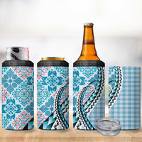 Aloha Vintage Palaka Floral Hawaiian Quilt 4 in 1 Can Cooler Tumbler Uliuli Motif LT9 - Polynesian Pride