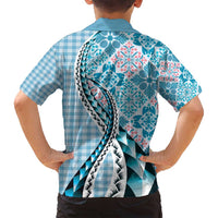 Aloha Vintage Palaka Floral Hawaiian Quilt Family Matching Long Sleeve Bodycon Dress and Hawaiian Shirt Uliuli Motif LT9 - Polynesian Pride