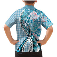 Aloha Vintage Palaka Floral Hawaiian Quilt Family Matching Mermaid Dress and Hawaiian Shirt Uliuli Motif LT9 - Polynesian Pride