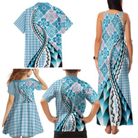 Aloha Vintage Palaka Floral Hawaiian Quilt Family Matching Tank Maxi Dress and Hawaiian Shirt Uliuli Motif LT9 - Polynesian Pride