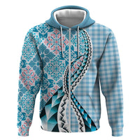 Aloha Vintage Palaka Floral Hawaiian Quilt Hoodie Uliuli Motif - Polynesian Pride