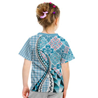 Aloha Vintage Palaka Floral Hawaiian Quilt Kid T Shirt Uliuli Motif - Polynesian Pride