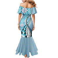 Aloha Vintage Palaka Floral Hawaiian Quilt Mermaid Dress Uliuli Motif LT9 - Polynesian Pride