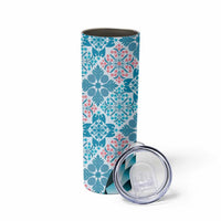 Aloha Vintage Palaka Floral Hawaiian Quilt Skinny Tumbler Uliuli Motif LT9 - Polynesian Pride