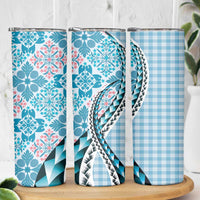 Aloha Vintage Palaka Floral Hawaiian Quilt Skinny Tumbler Uliuli Motif LT9 - Polynesian Pride