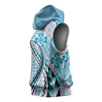 Aloha Vintage Palaka Floral Hawaiian Quilt Sleeveless Hoodie Uliuli Motif LT9 - Polynesian Pride