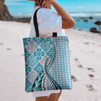 Aloha Vintage Palaka Floral Hawaiian Quilt Tote Bag Uliuli Motif - Polynesian Pride