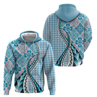 Aloha Vintage Palaka Floral Hawaiian Quilt Zip Hoodie Uliuli Motif - Polynesian Pride
