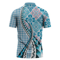 Aloha Vintage Palaka Floral Hawaiian Quilt Zipper Polo Shirt Uliuli Motif LT9 - Polynesian Pride