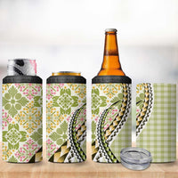 Aloha Vintage Palaka Floral Hawaiian Quilt 4 in 1 Can Cooler Tumbler Omaomao Motif LT9 - Polynesian Pride
