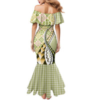 Aloha Vintage Palaka Floral Hawaiian Quilt Family Matching Mermaid Dress and Hawaiian Shirt Omaomao Motif LT9 - Polynesian Pride