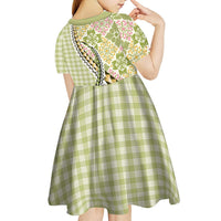 Aloha Vintage Palaka Floral Hawaiian Quilt Kid Short Sleeve Dress Omaomao Motif LT9 - Polynesian Pride