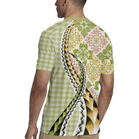 Aloha Vintage Palaka Floral Hawaiian Quilt Rugby Jersey Omaomao Motif LT9 - Polynesian Pride