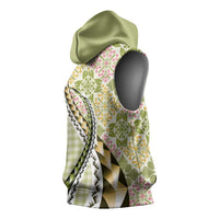Aloha Vintage Palaka Floral Hawaiian Quilt Sleeveless Hoodie Omaomao Motif LT9 - Polynesian Pride