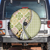 Aloha Vintage Palaka Floral Hawaiian Quilt Spare Tire Cover Omaomao Motif LT9 Lime - Polynesian Pride
