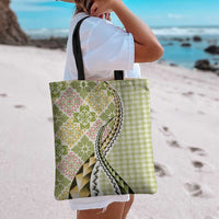 Aloha Vintage Palaka Floral Hawaiian Quilt Tote Bag Omaomao Motif LT9 - Polynesian Pride